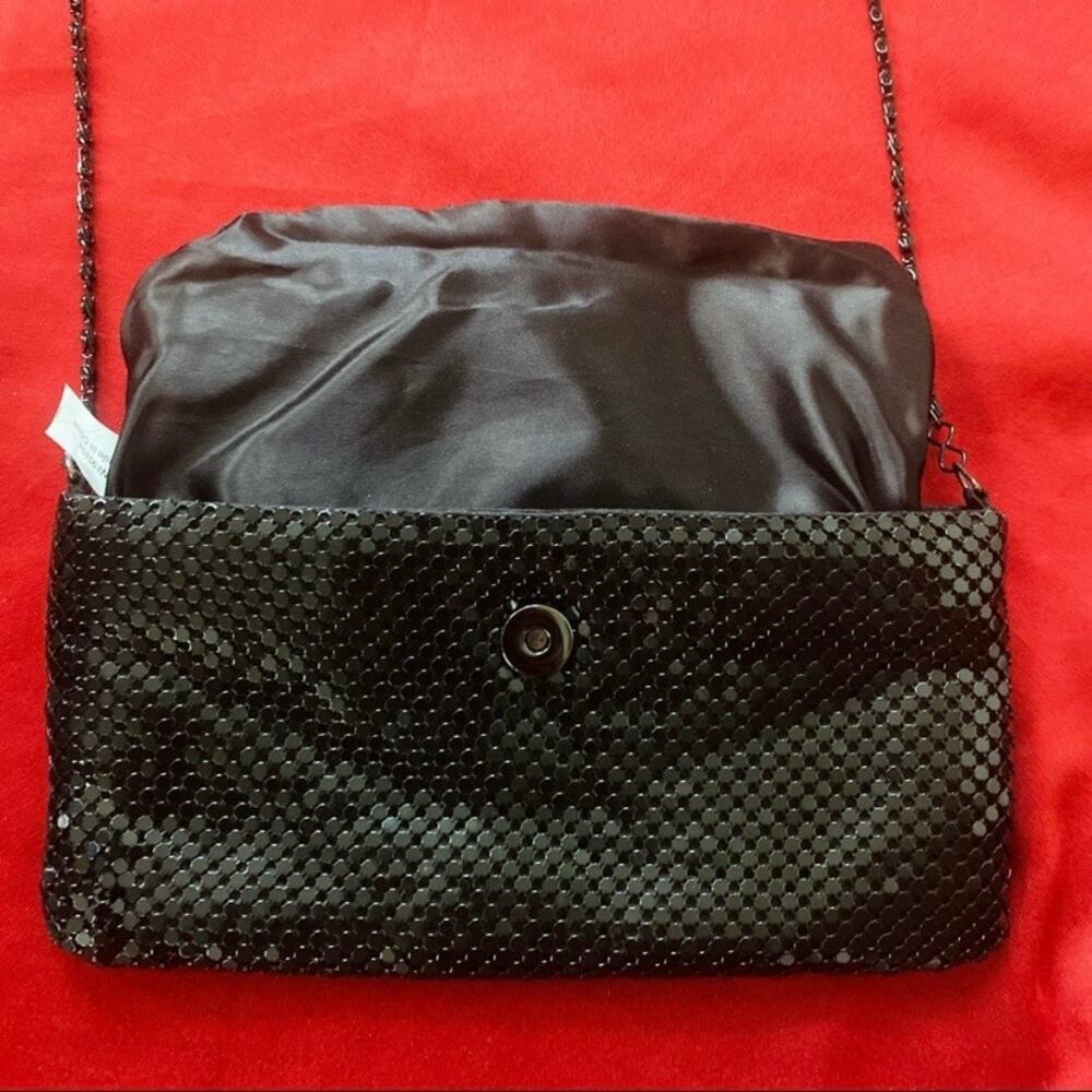 Vintage Black Rectangular Metallic Mesh Shoulder … - image 6